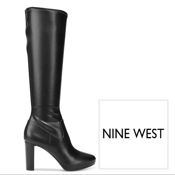 nine west black high heel boots